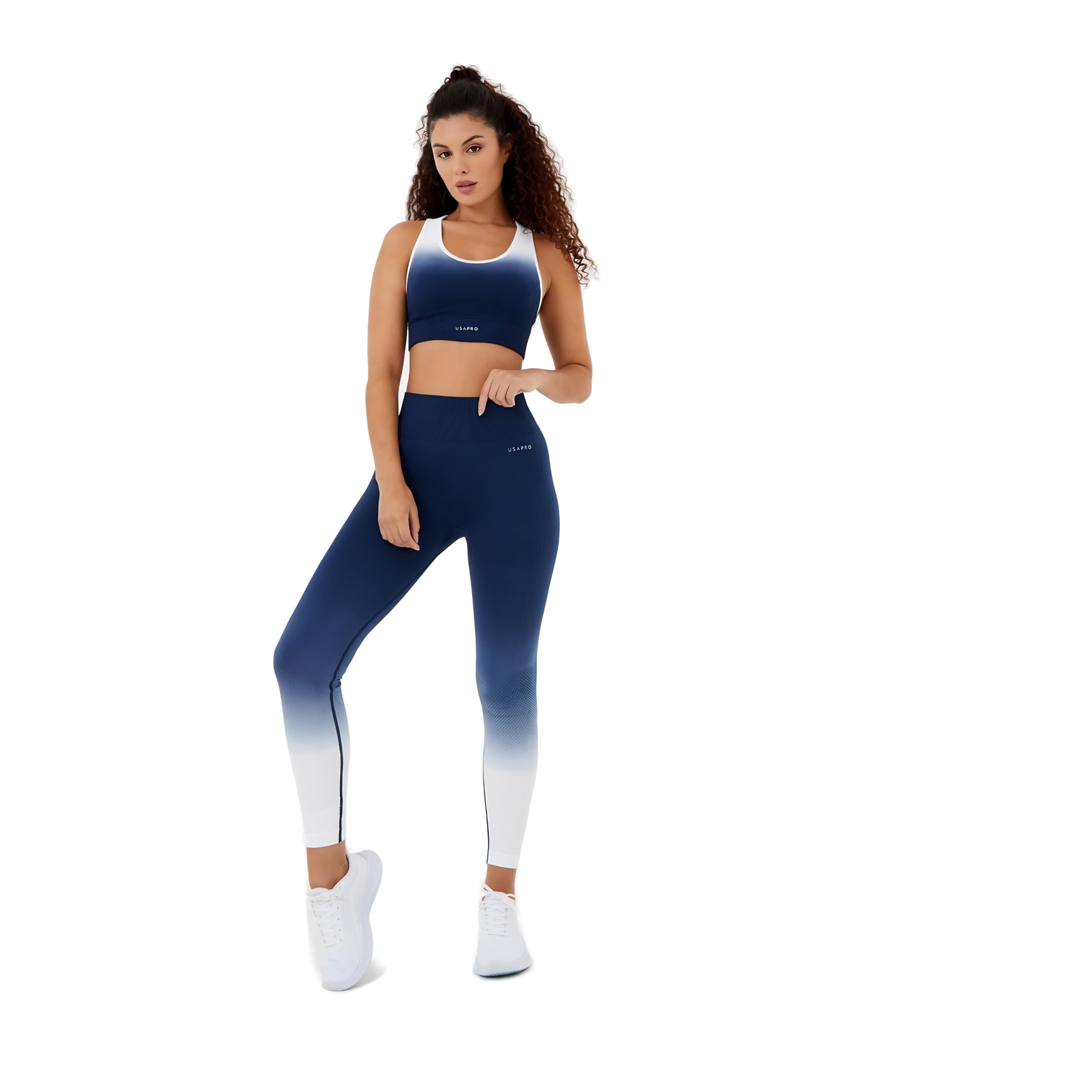 Usa Pro Women's Navy/White Seamless Ombre Sports Bra M