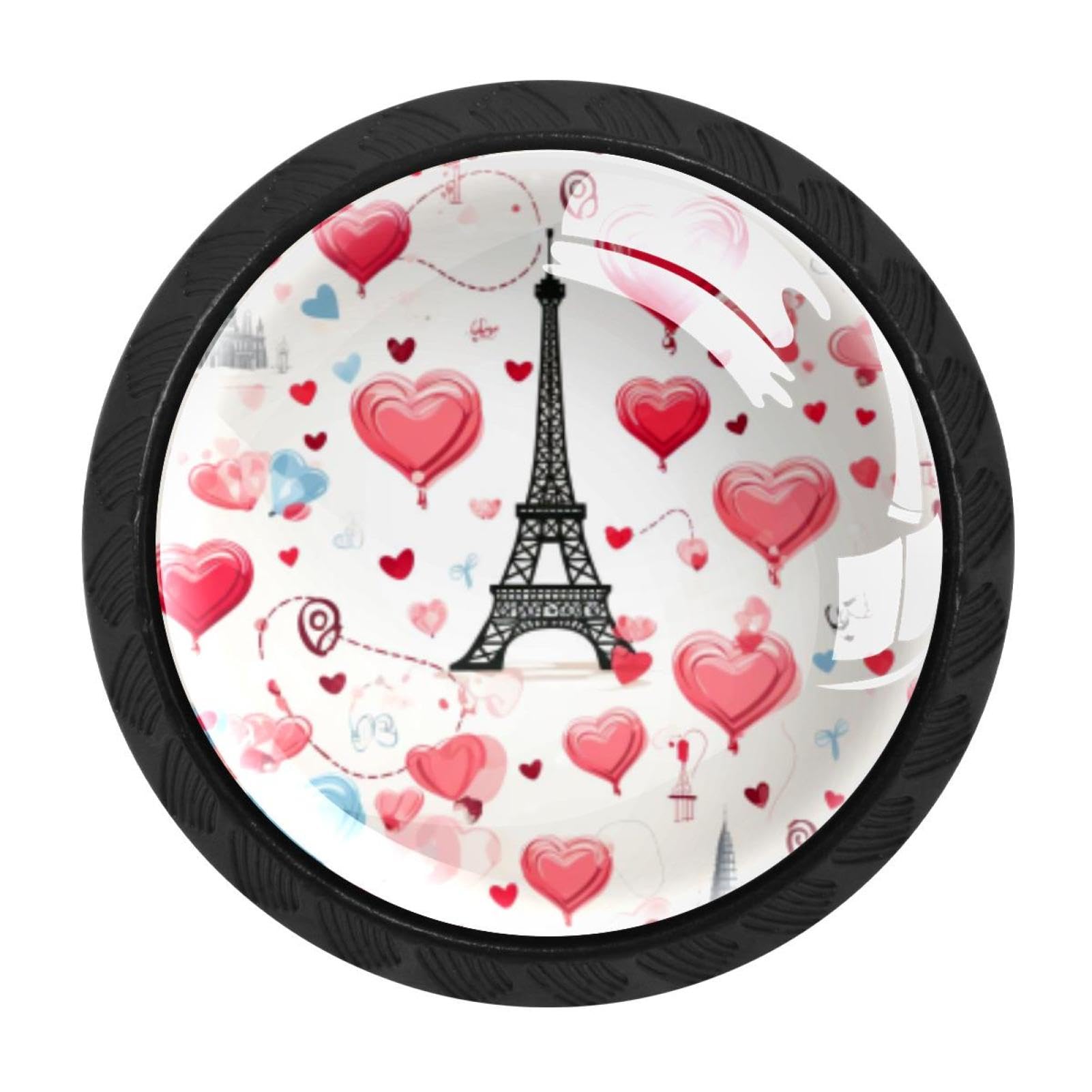 Chenzzzz Multicolored 01 4 Pieces Eiffel Tower Valentine's Day Cabinet Knobs Drawer Dresser Pulls Handles For Home Kitchen Office Bathroom Door Kids Room