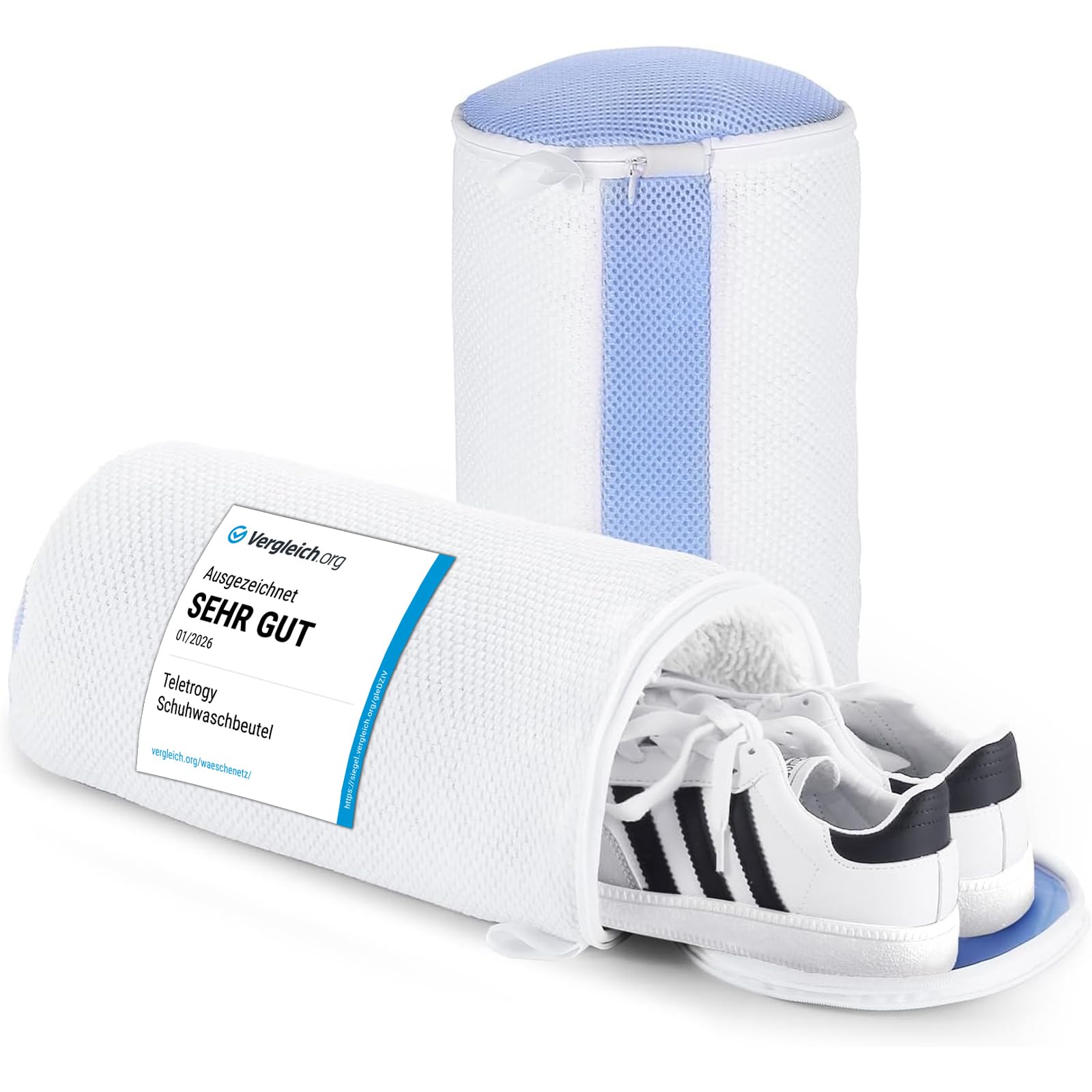 Teletrogy 2Pcs Schuhwaschbeutel Waschmaschine, 3D-Net Schuhwaschbeutel, Rundum-Reinigung, Wiederverwendbar Wäschesack Schuhe mit Verstecktem Reißverschluss, Schuhbeutel für Waschmaschine, Max EU46