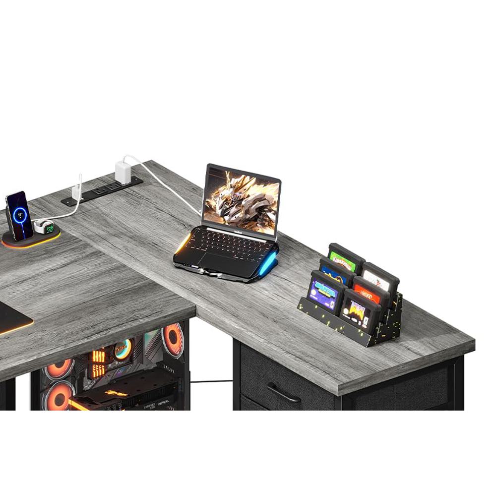 Amazon.com: ODK 61'' L Shaped Desk with 4 Drawers, Reversible