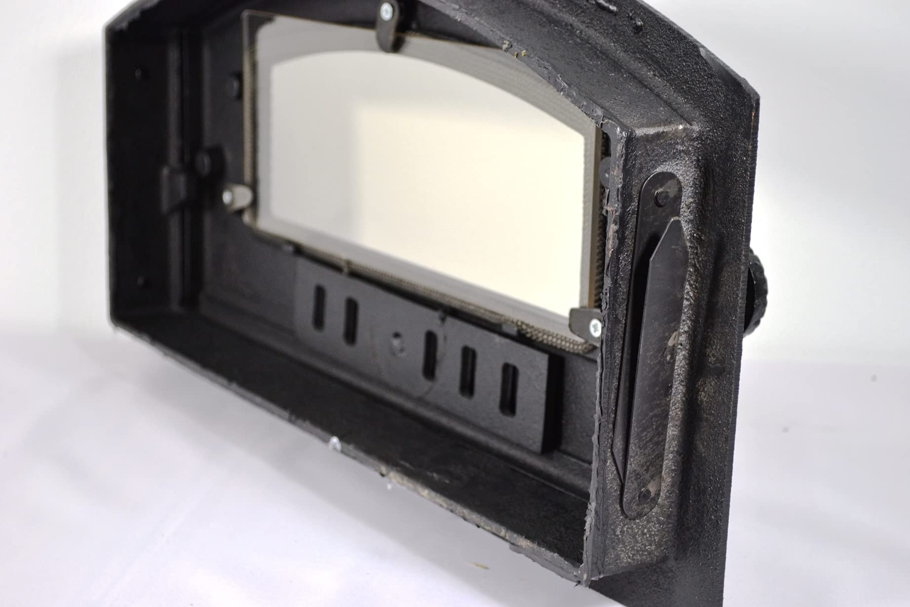 SEZAM Backofentür aus Gusseisen mit hitzebeständiger Glasscheibe 48,5 x 6,5 x 27,5 cm halbrund schwarz