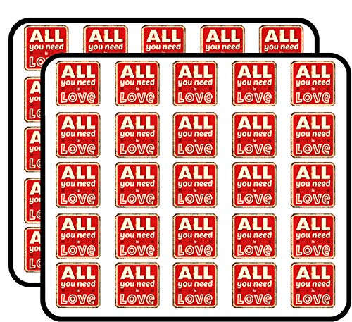 All You Need is Love Sticker for Scrapbooking, Calendars, Arts, Kids DIY Crafts, Album, Bullet Journals 50 Pack