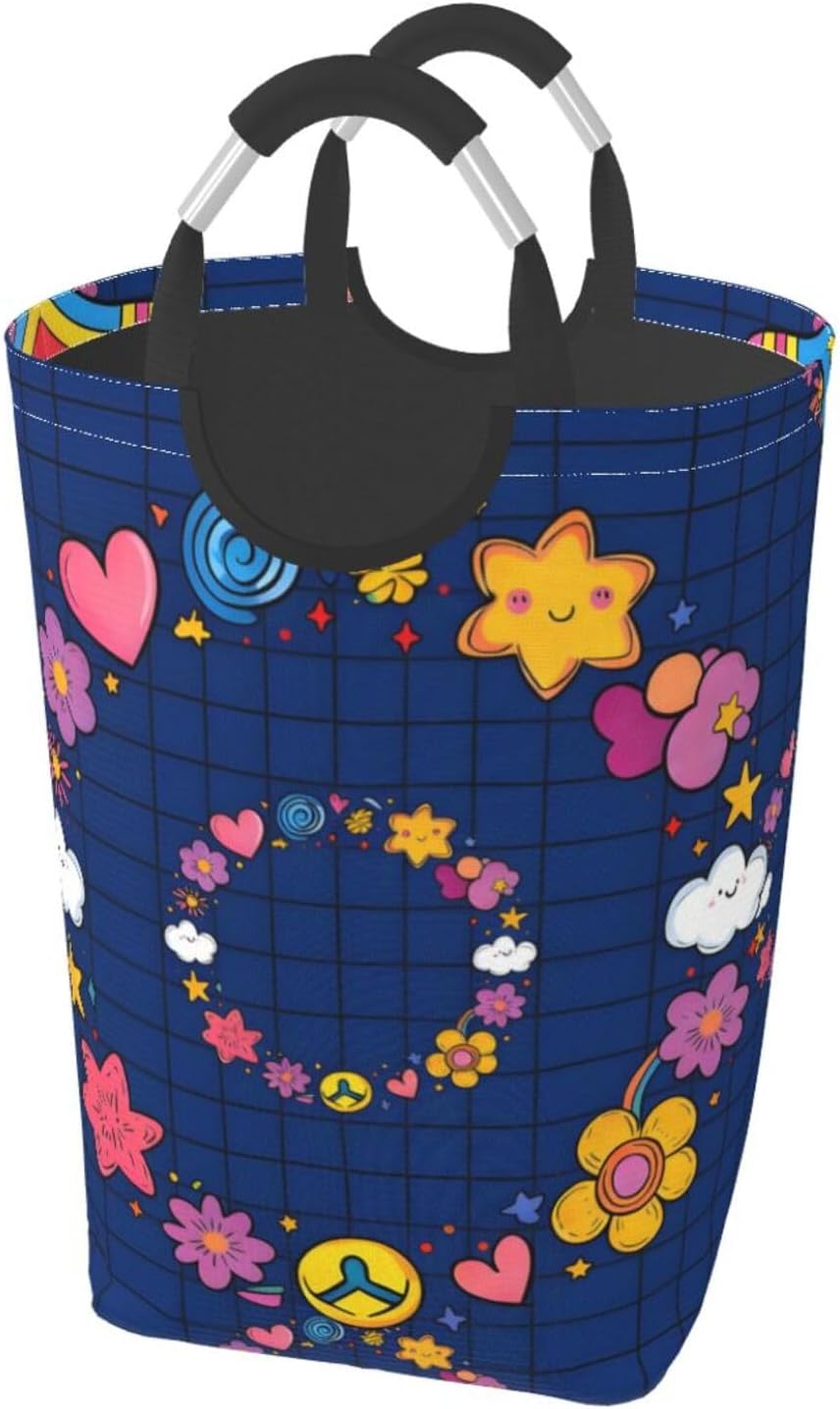 Dreamy Blue Galaxy Foldable Dirty Laundry Bag, Waterproof Oxford Fabric With Pe Board Base, 50l Capacity For Home & Travel