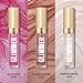 REVLON Super Lustrous Glimmer Gloss Gift Set, 3-Piece, Non-Sticky Lip Makeup, Plant-Based Glitter, High-Shine Finish, 008 Rose Glow, 005 Glazed Almond 001 Diamond Drama