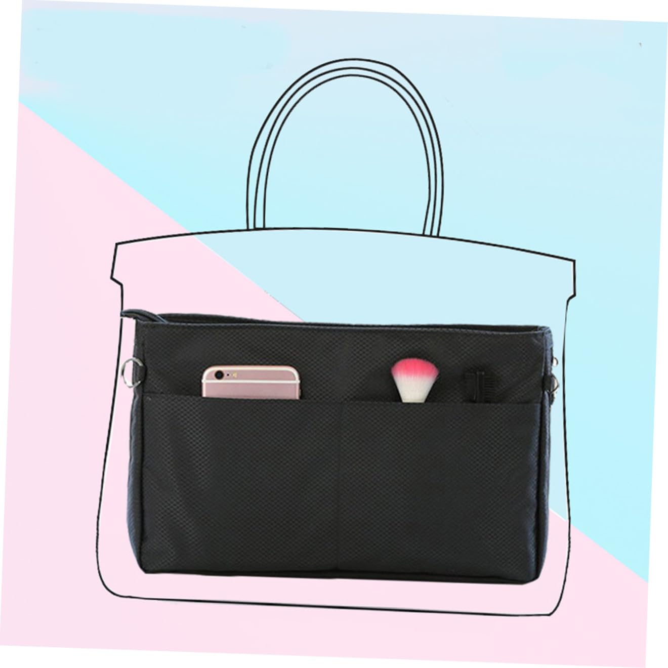 1pieza Bolsa De Almacenamiento Multifuncional para Cosméticos s Negro Organizador De Accesorios De Maquillaje Funda Interior para Bolso