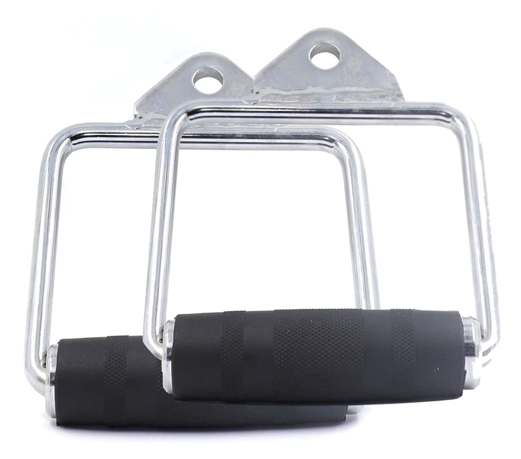 Gyming World® Pair of Cable Cross D Handle steel with Rubber Hand grips Commercial Grade Exercise Attachment for Professional Pulley Machines (Imported, Silver and Black)