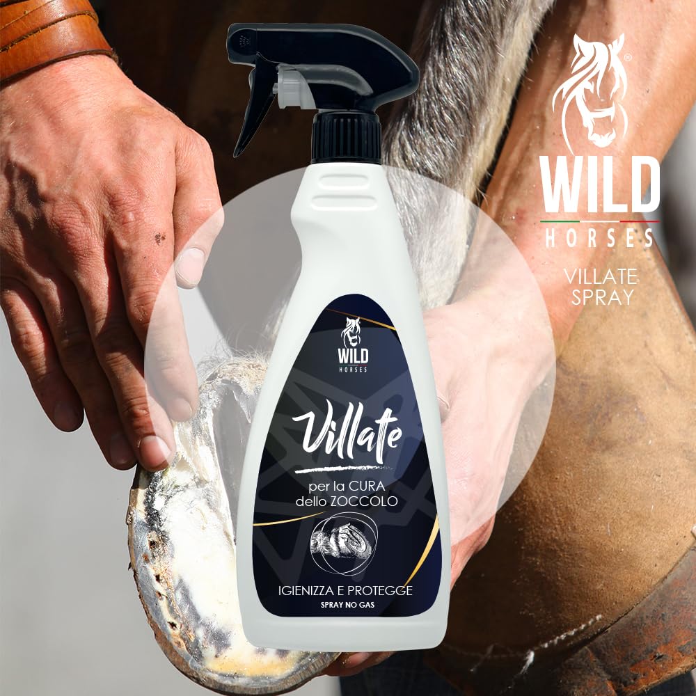 Wild Horses | Villate Spray, Lozione Detergente ed Igenizzante per la Pulizia e la Protezione del Fettone, Prodotto Pulente e Protettivo, Rimuove Impurità dallo Zoccolo, 500ml