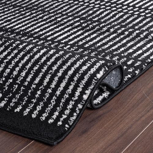 Tapete Rugshop Contemporary Stripe Lines 5' x 7' Negro miniatura 3