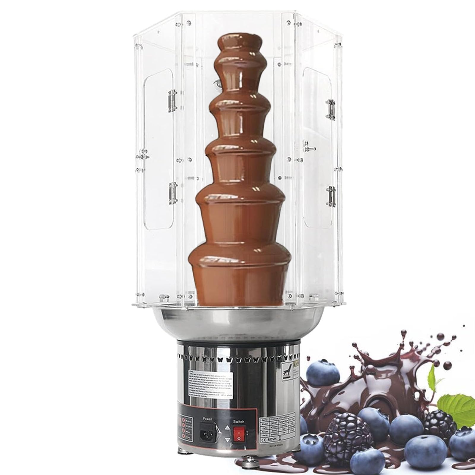 ASerZenith 4-7 Tiers Chocolate Fondue Fountain Cover, Cheese Candy Fountain Cover,Melting Pot Cover,For Parties, Weddings, Cafeterias,6Tiers