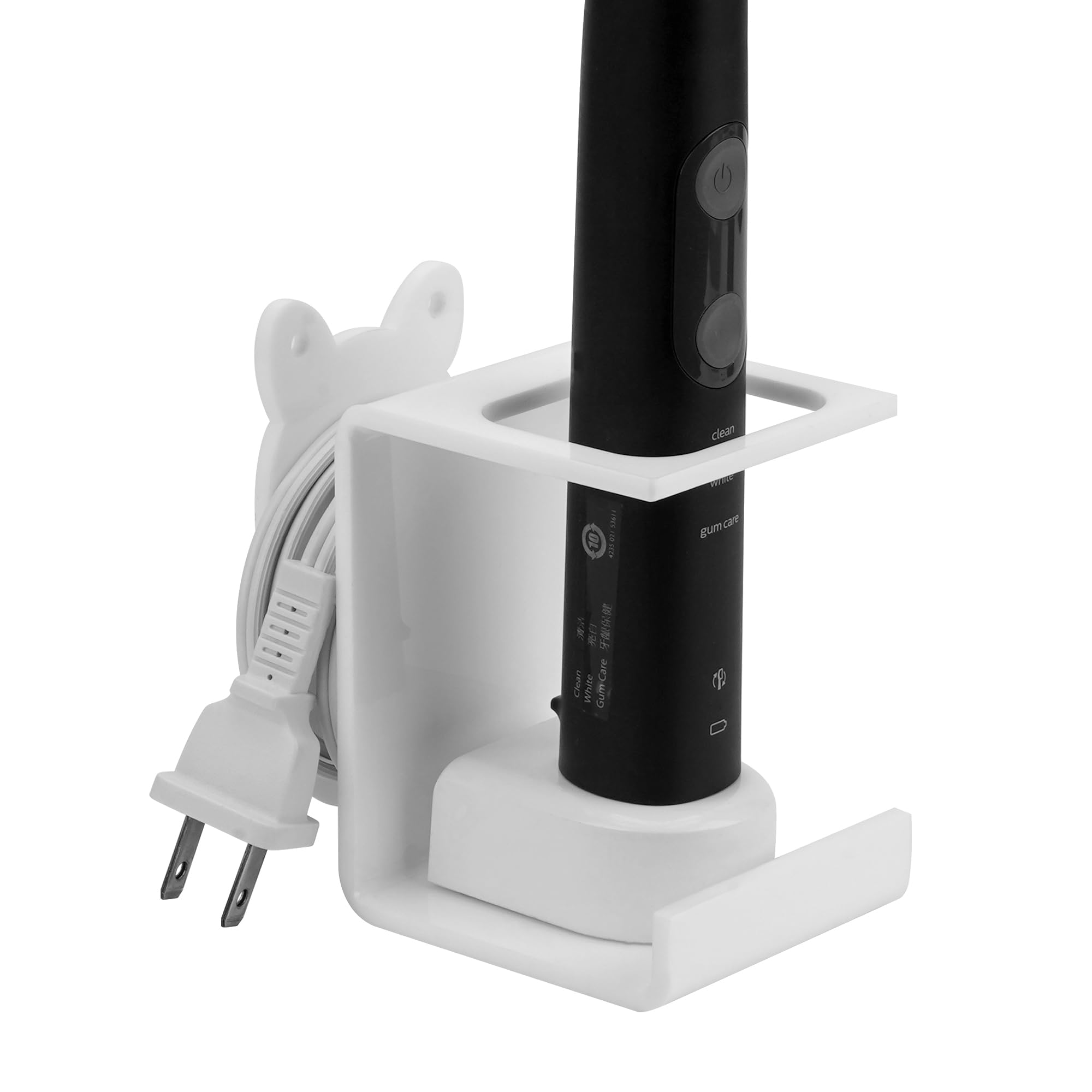 LUEXBOX Electric Toothbrush Holder Wall Mounted, Electric Toothbrush Cord Organizer Holds 1 Chargers, Self Adhesive Electric Toothbrush Stand for Bathroom, Medicine Cabinet, Dorm