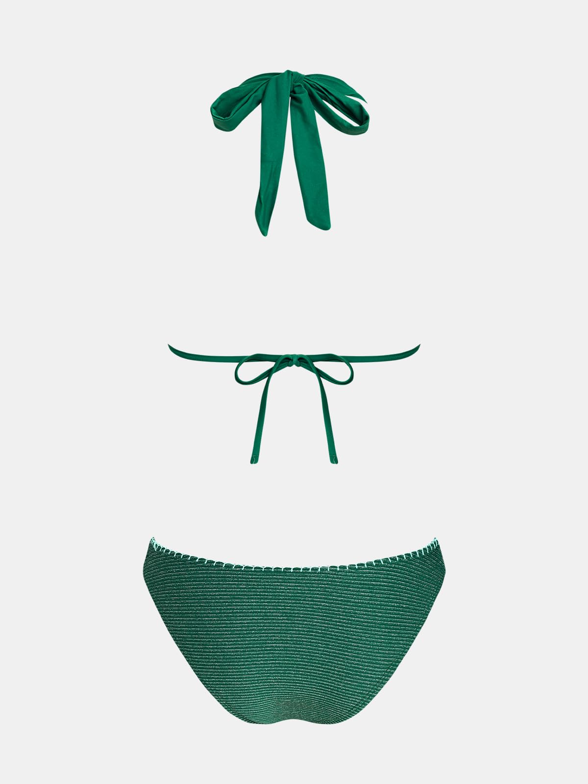 CUPSHE Damskie zestawy bikini dwuczęściowy strój kąpielowy niski stan bezczelne wiązane ramiączka teksturowana tkanina głęboki dekolt
