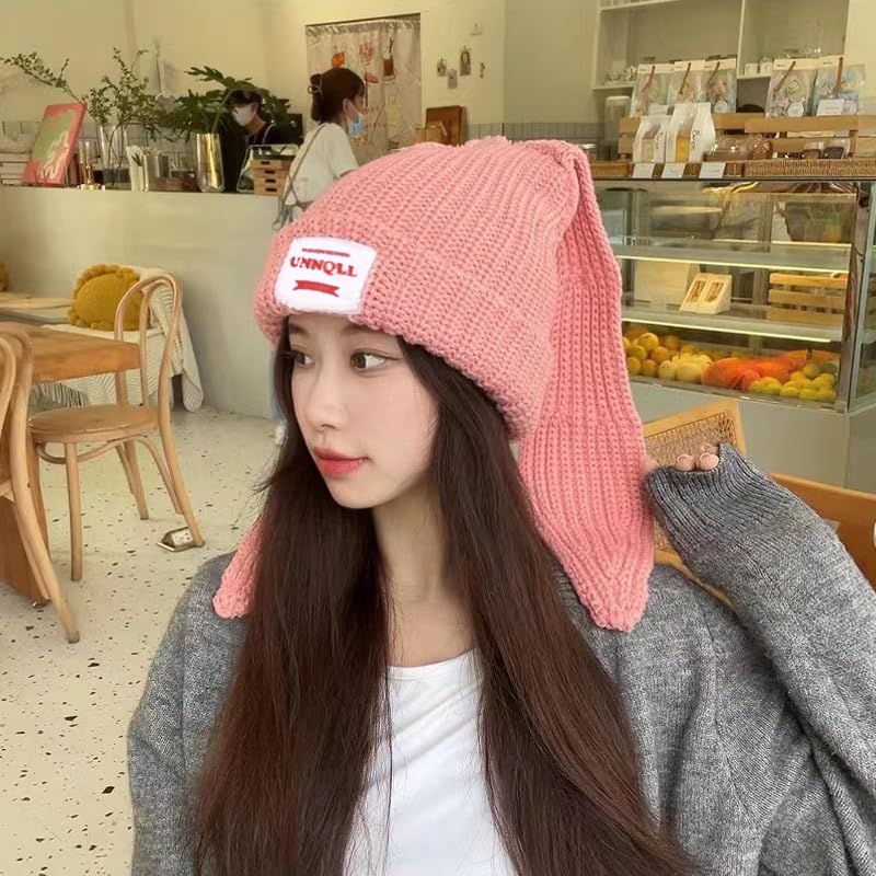 Fashion Cute Hats Crochet Knitted Cap Warm Winter Snow Bunny Ear Beanie Cosplay Christmas Party Gift for Girls Women3
