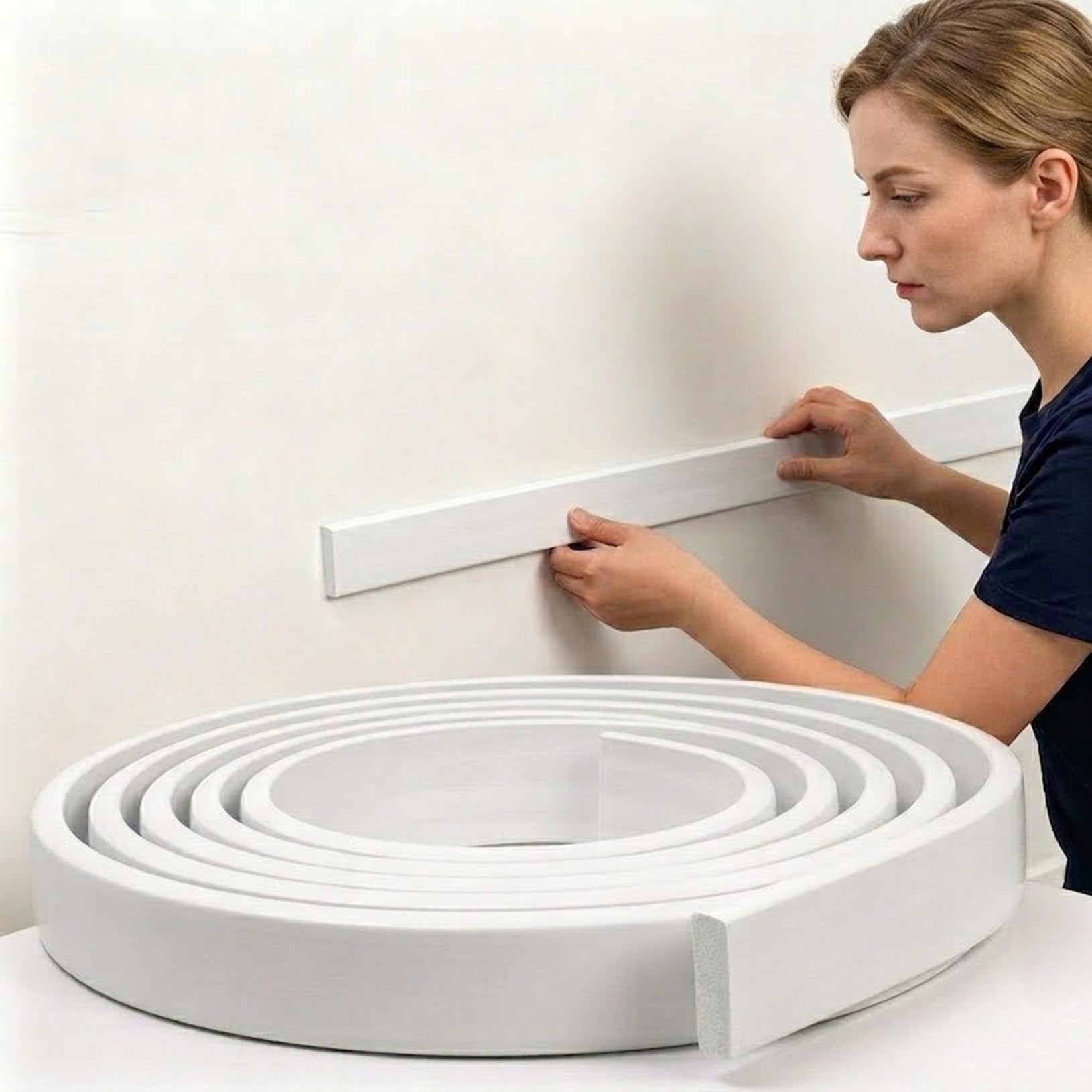 Moulure murale flexible étanche et à peindre baguette PVC souple découpable de 5 mètres