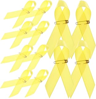 Homoyoyo 100 Piezas Alfileres Pines de Solapa a Granel Pin de Solapa de Esmalte de Cinta Broche de concientización sobre el cáncer Pines de Solapa de Cinta poliéster Amarillo