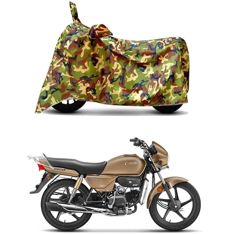Image of Waterproof 100% PVC Coated Bike Scooty Two Wheeler Body Cover Compatible for Hero Splendor Plus /UV-Rays /Heat Protection /Birds Dropping /Scratchproof /Dust Proof /All Varient[6X6 Jungle Print]