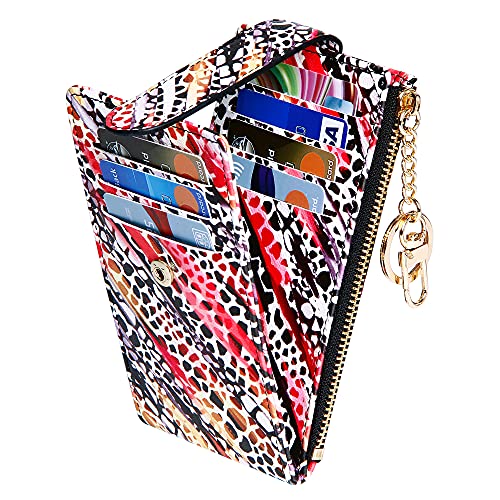Image of Badiya Slim Women Wallet RFID Blocking Bifold Compact 9 Card Slots Holder Wallets Soft Leather with Zipper Coin Pocket 2 ID Window