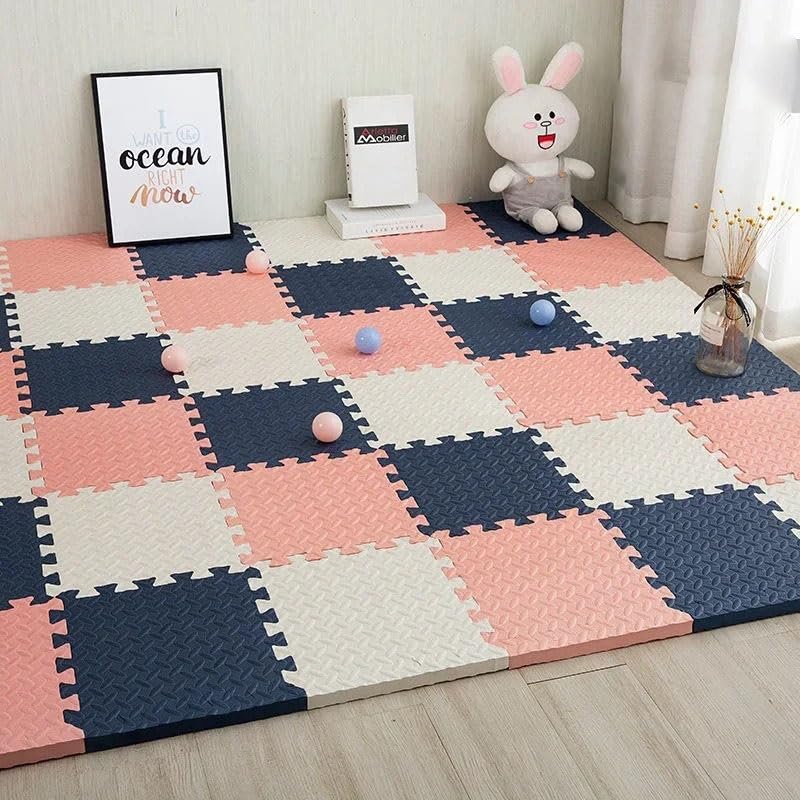 6-częściowa mata do układania puzzli z pianki EVA, miękka, antypoślizgowa mata do ćwiczeń sportowych, blokujące się płytki sportowe do pomieszczeń(White)