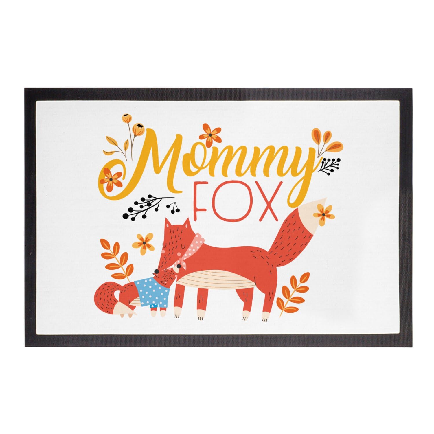 Paillasson Blanc Fabulous Mommy Fox 75x50cm pour entrée propre