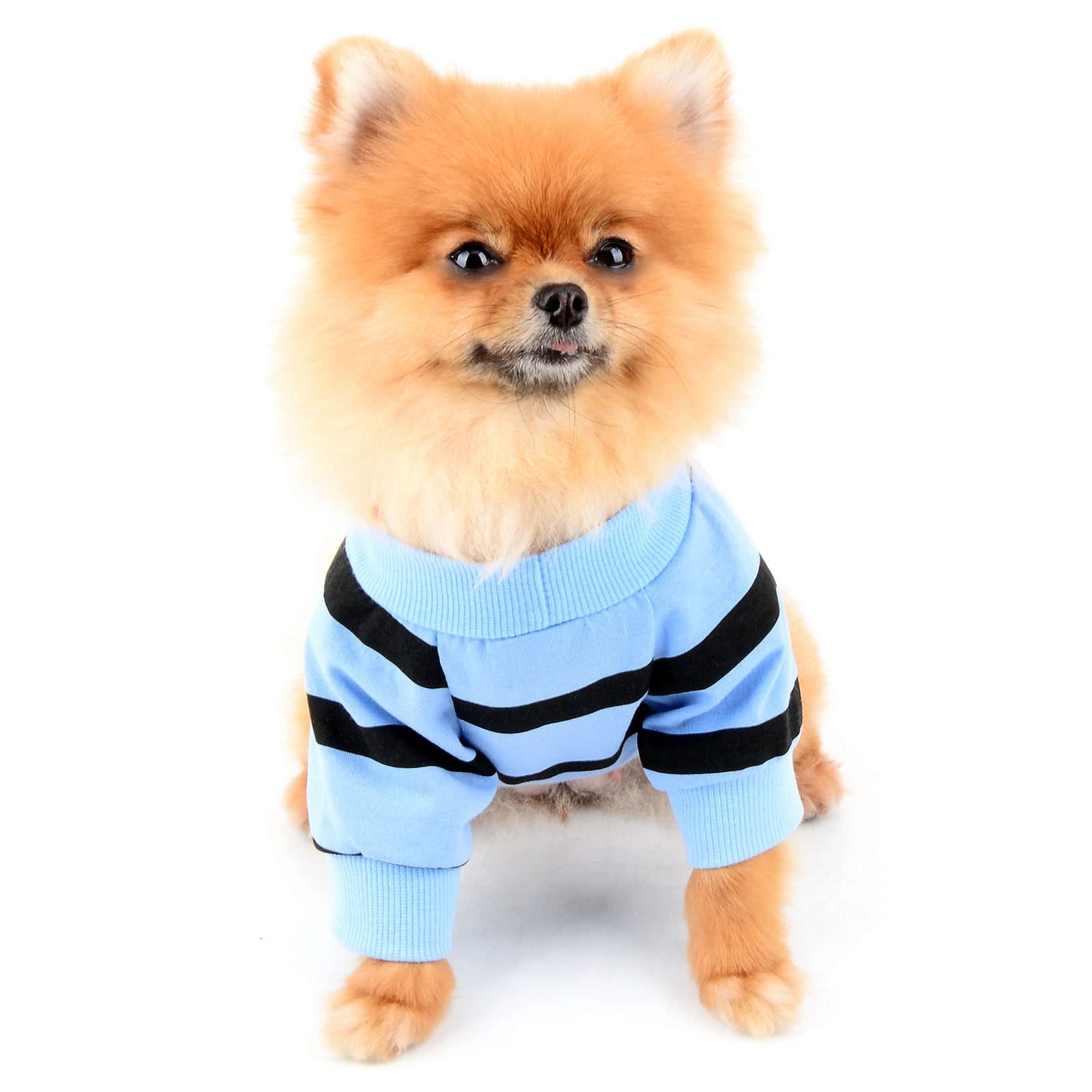 PAIDEFUL Chemises à Rayures pour Chiens de Petite Taille Chats Gilet avec Cœur Rouge t-Shirts pour Animal de Compagnie Débardeurs Respirants Chiot Chihuahua Yorkie Vêtements été Extérieur Bleu M