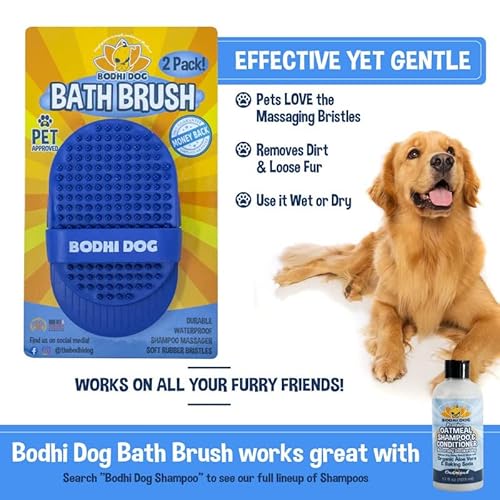 Bodhi Dog Shampoo Brush | Pet Shower & Bath Supplies For Cats & Dogs | Dog Bath Brush For Dog Grooming | Long & Short Hair Dog Scrubber For Bath | Professional Quality Dog Wash Brush #TOP3