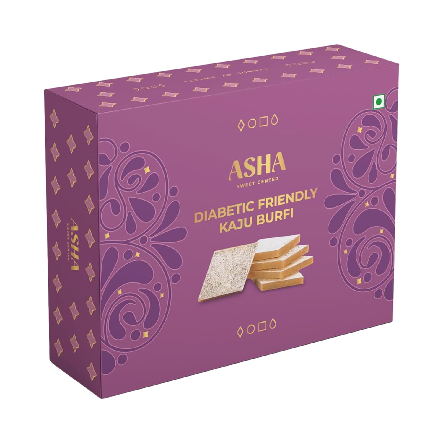 ASHA SWEETS Premium Handcrafted Diabetic Friendly Kaju Katli-250gm|Authentic Indian Cashew Barfi Made With Fresh Cashew & Low GI Sugar|Exclusive Sweet Gift Box For Any Occasion & Celebration|Pack of 4