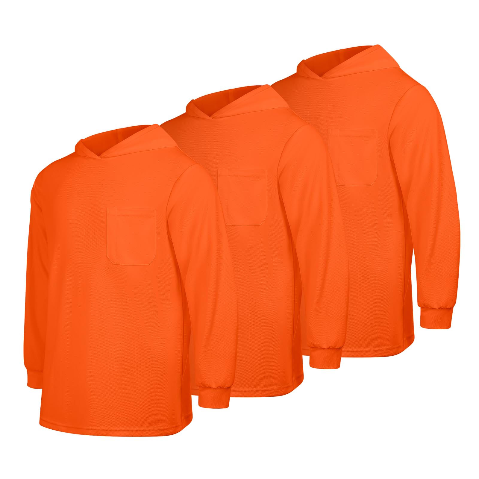 Uno Mejor Hi Vis Shirts for Men, High Visibility Shirts with Hood, Safety Shirts with Long Sleeves, Construction Work Shirts for Men, Lightweight,