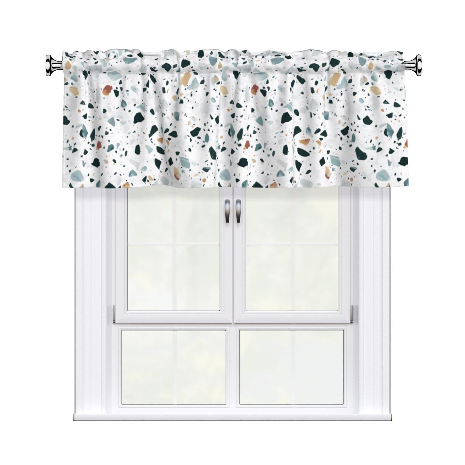 YYHHAOFA Terrazzo Marble Pastel Prints Durable Kitchen Window Layer – 54x18 Inch 100% Polyester Valance with Precision Construction