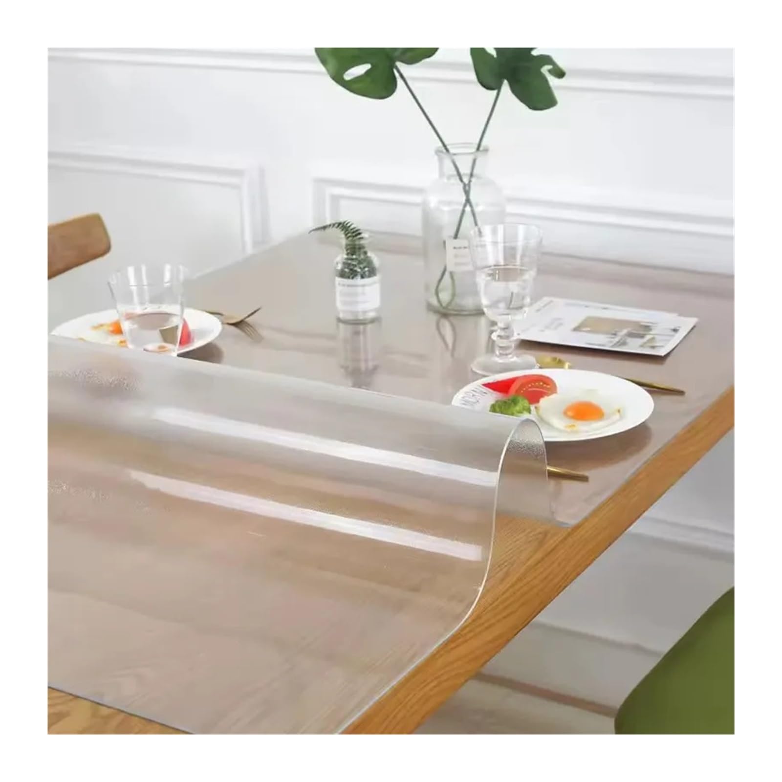 ZFIHAV 1pcs Tablecloth PVC Transparent Waterproof Table Cover Mat Kitchen Pattern Oil Cloth for Tables(40X100CM)