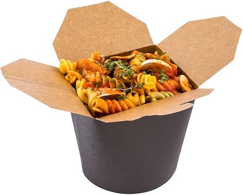 Miniatura 5 de Restaurantware Bio Tek - Recipientes de alimentos de 4 x 3.4 x 3.7 pulgadas, 200 cajas de fideos duraderas, papel kraft sostenible desechable, cajas