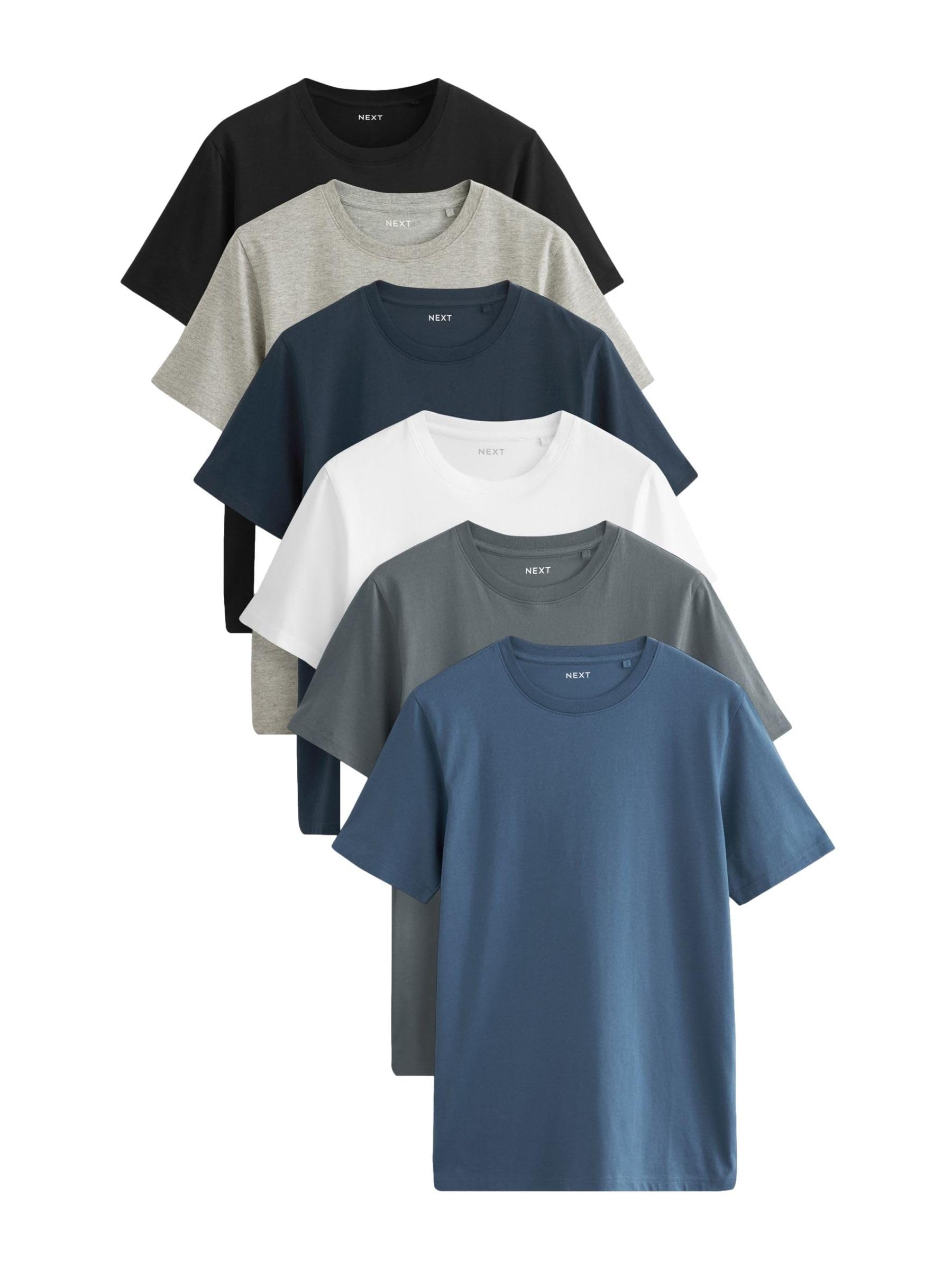 NEXT Hombres Pack de 6 Camisetas básicas de algodón de Corte Slim