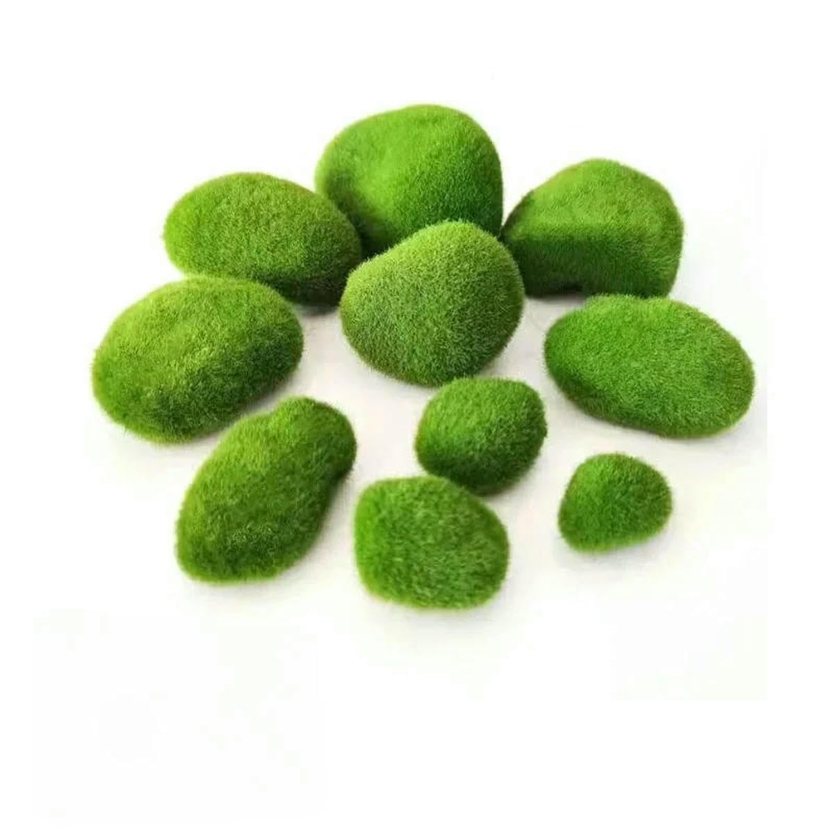 LNHBZ 10 Artificial Green Moss Balls - Fake Stone Simulation Plants for Home Office Shop Window Plant Wall Decor- -10