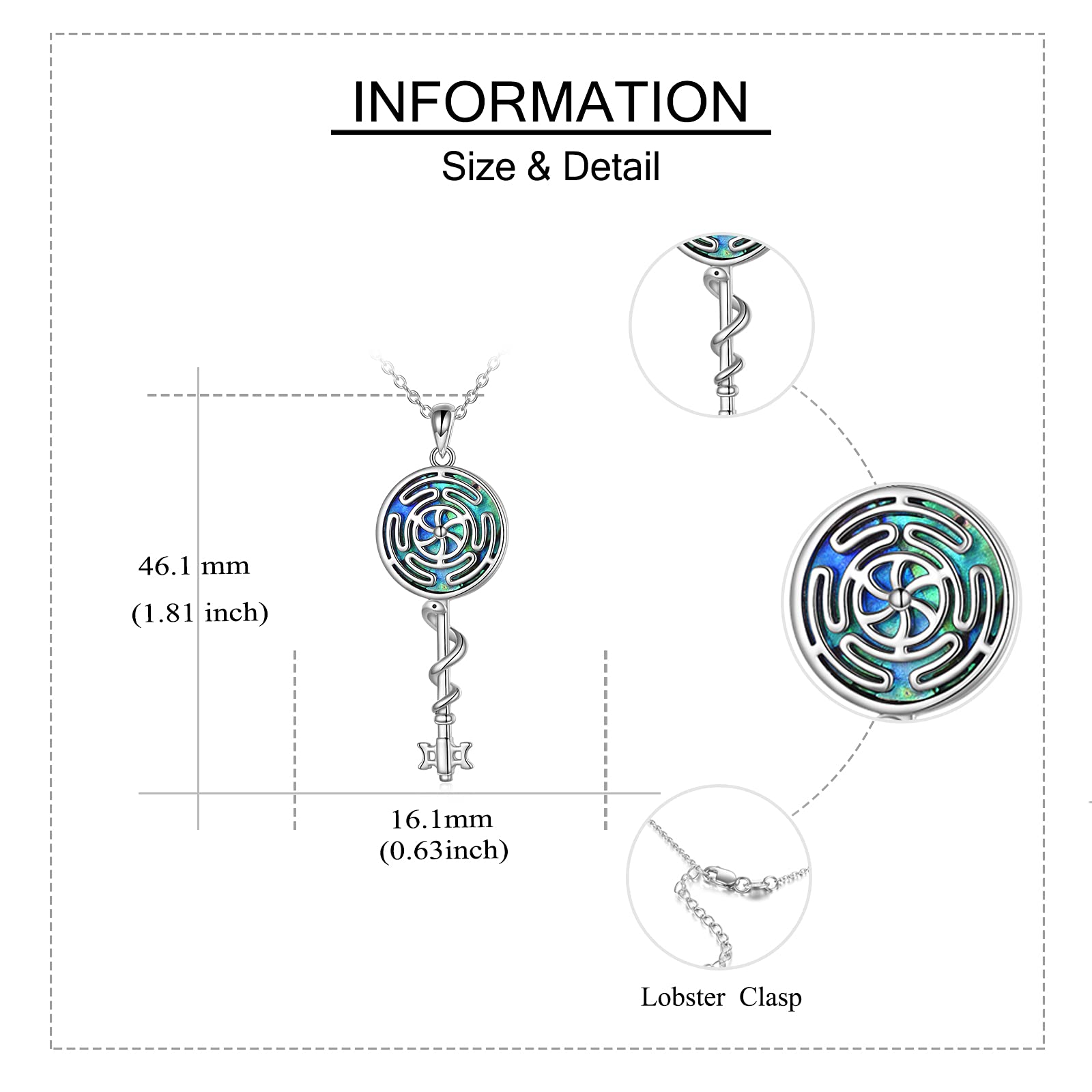 YAFEINI Hécate - Collar con colgante de plata S925 con símbolo de la diosa Wicca de Hécate para mujer