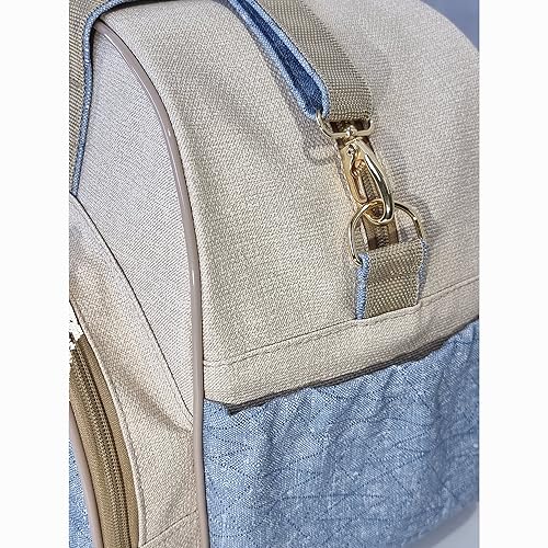 Bolsa Grande Bebe Maternidade Enxoval + Ursinho - Linha Jeans (Azul)