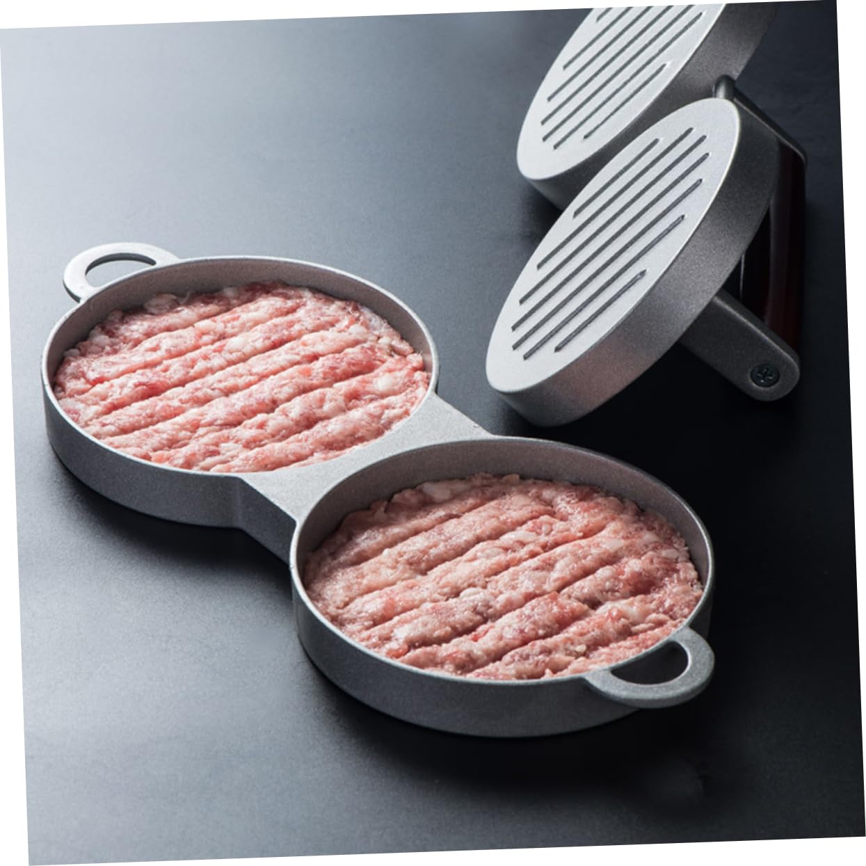 Cabilock 3 Piezas Molde para prensar Hamburguesas aplastador de Hamburguesas Prensa de Carne para cocinar Marcador de Hamburguesa de Cocina Prensa Doble para Hamburguesas