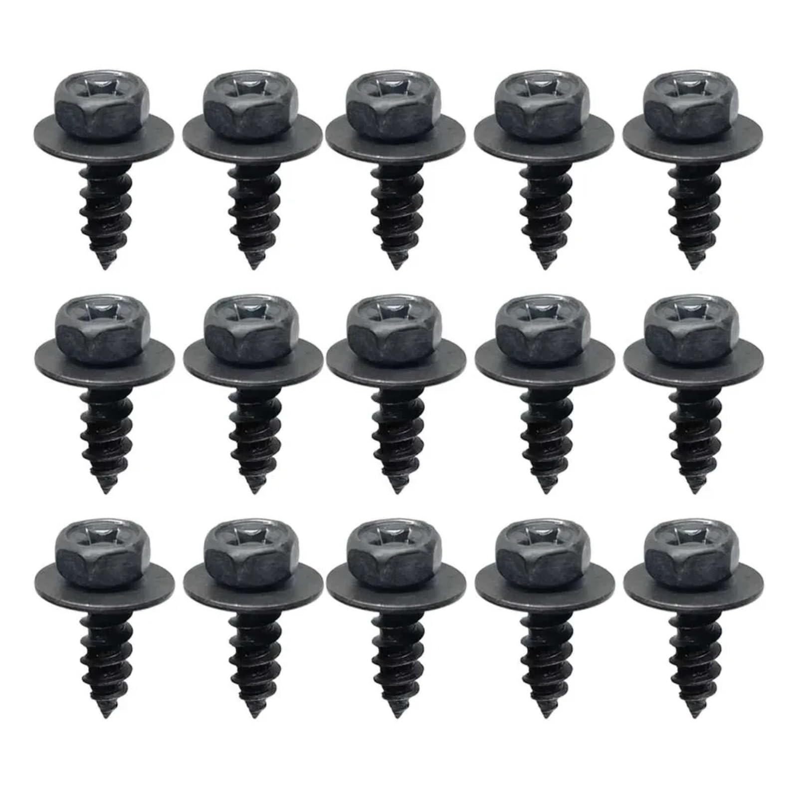Viti per Carrozzeria Set M6 6mm Parti Generali Viti Autofilettanti Nere per Bulloni Esagonali A Croce con Guarnizione per Paraurti di Auto E Moto, Protezione del Motore(15pcs)