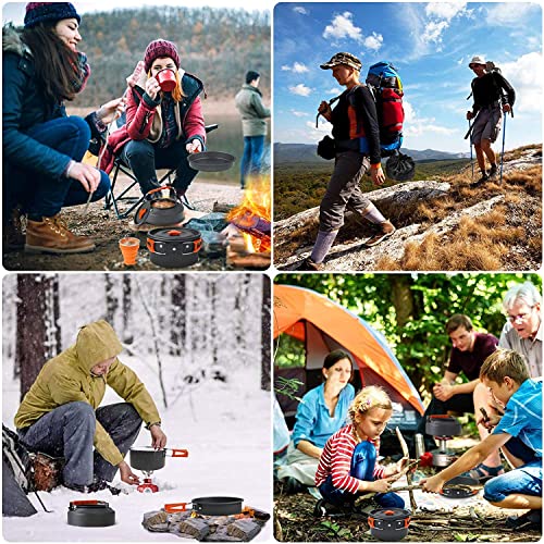 Image of NILKANTH Camping Cookware Outdoor Kettle Pot Pan Utensil Backpacking Out Bag Cooking Picnic Cookset for 2 Person (Green)