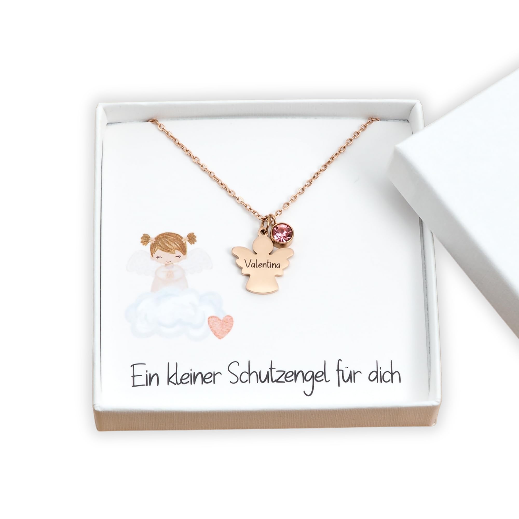 Generisch Halskette mit Schutzengel Anhänger Geschenk zur Taufe Kommunion Mädchen Junge Geburt Taufgeschenk