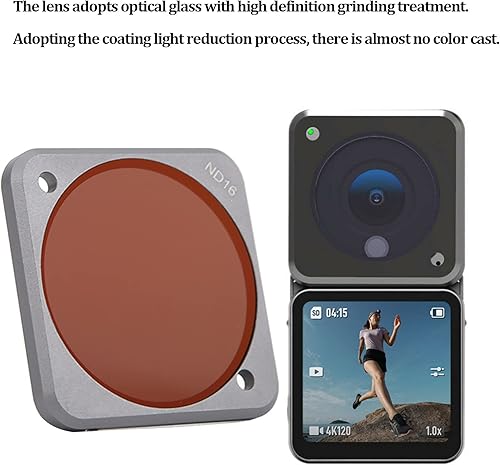 Miniatura 2 de Juego de filtros de lente de cámara, lente multicapa de densidad neutra ND filtros de repuesto, ND4ND8ND16ND32ND64, para DJI Action 2 (ND16)