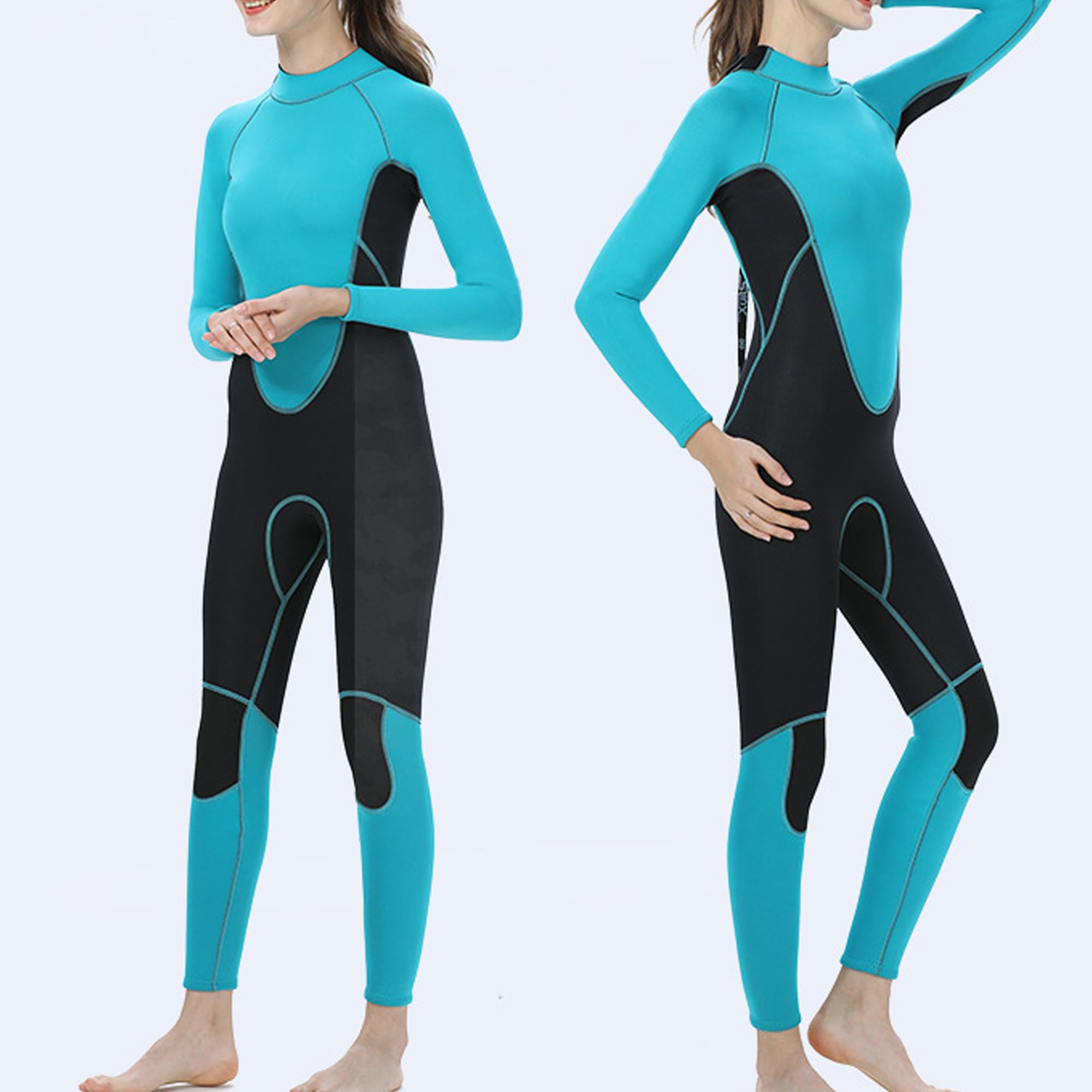 Jueshanzj Muta da donna 3 mm lunghezza intera UPF50+ Stretch Diving Suit | Neoprene, manica lunga, cerniera posteriore, termica, protezione solare, per surf, snorkeling, nuoto