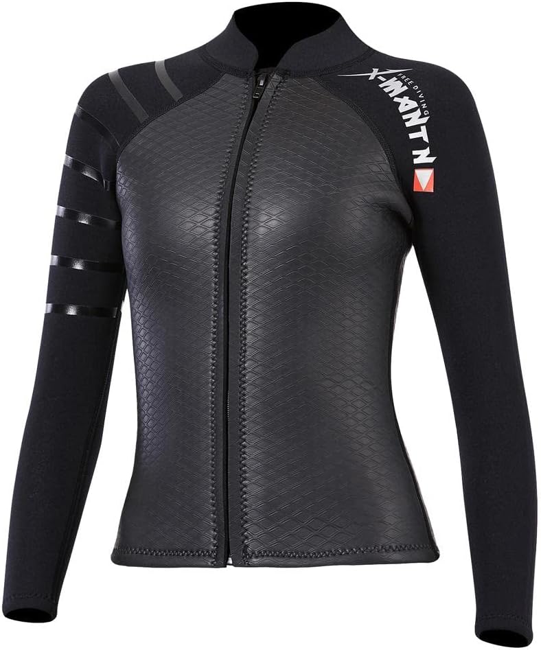 Premium Women Wetsuits Top 3mm Neoprene Jacket Long Sleeve Snorkeling Surfing Kayaking -ion Weight Breathable Black