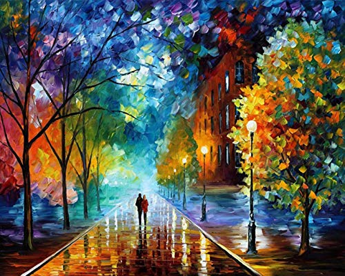 Toudorp Pintar por números, Kit de Pintura al óleo para niños Principiantes, Lienzo preimpreso de 16 x 20 Pulgadas con Pinceles y Pigmento acrílico, Calle romántica sin Marco