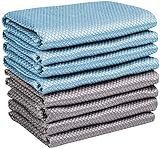 Microfiber Glass Cleaning Cloths 8 Pack NanoScale Lint Free Rags for Dish Windows Cars Mirrors Stainless Steel Polishing Screen Wipes - 12'' x 16''