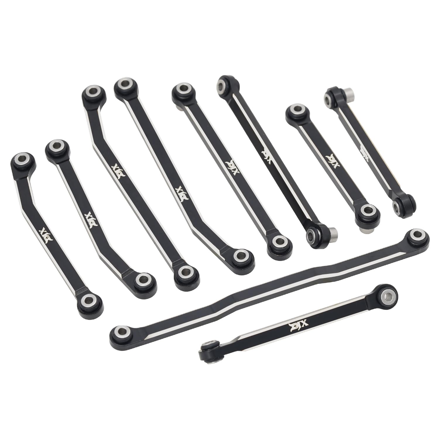 DJX CNC Machine Aluminum High Clearance Chassis Steering Links Set 10pcs Set for 1/18 RC Crawler Car HPI Venture18 Upgrades Parts
