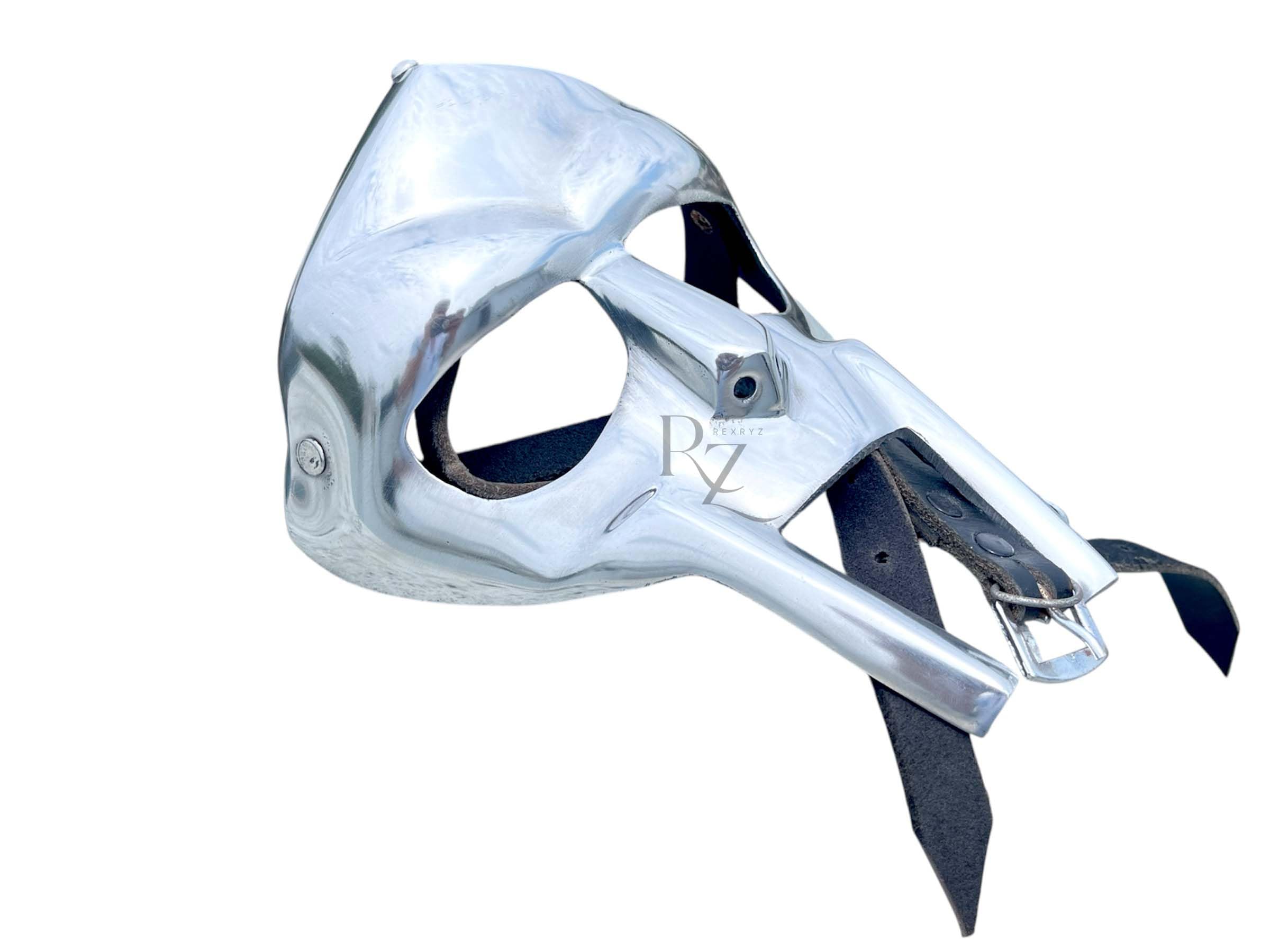 REXRYZ MF Doom Medieval Gladiator Mask, Hand-Forged Metal Face Armour, Silver Roman-Style Costume Mask Halloween Party Mask - Image 4