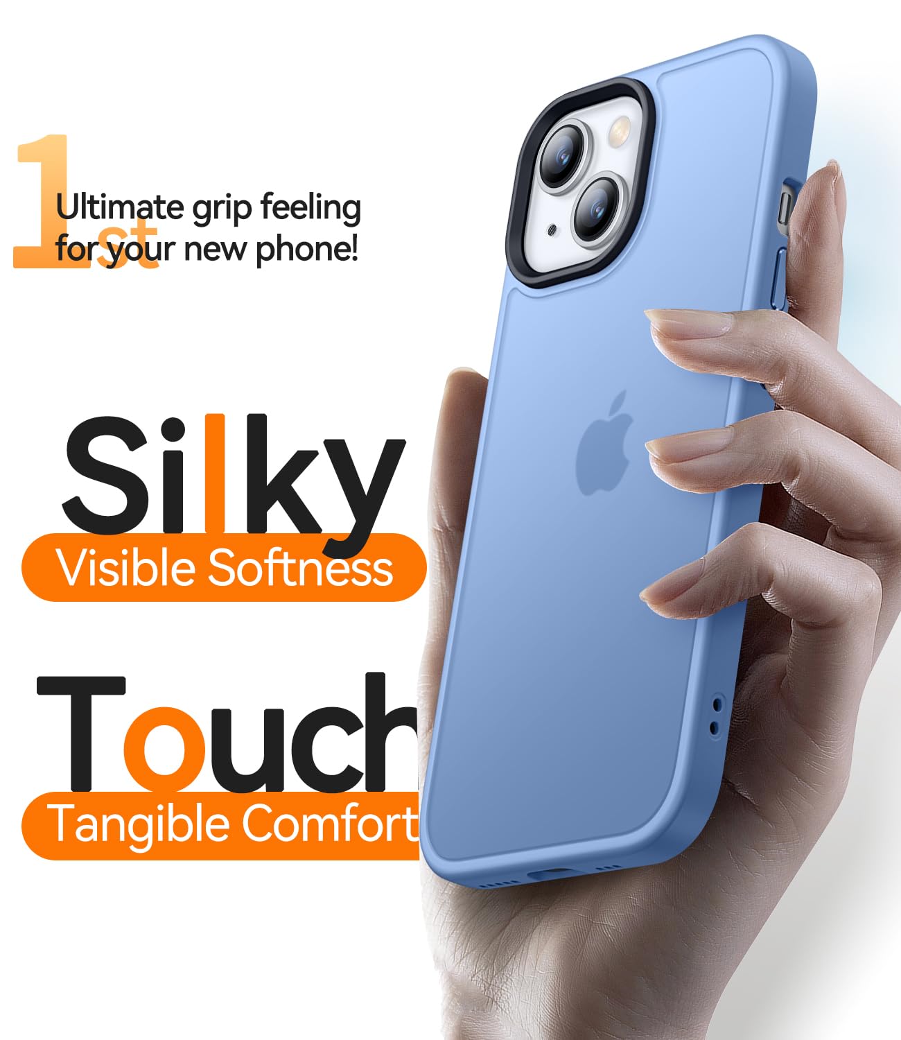 CANSHN Cover Opaca per iPhone 13 e iPhone 14(6,1 Pollici), Custodia Traslucida Opaca Protettiva Sottile Antiurto - Blu Chiaro