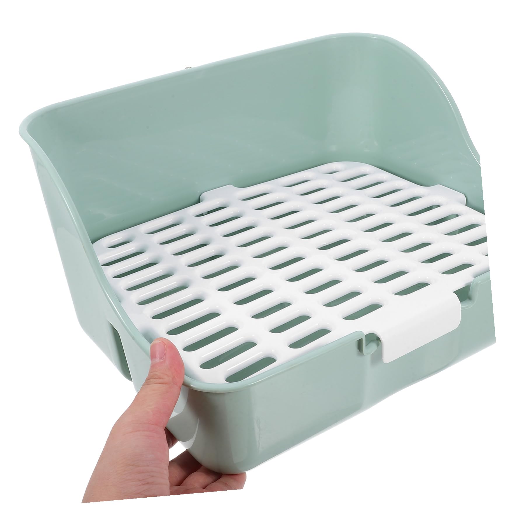 Kaninchentoilette Eckschale aus Abs mit Antispritz Design und Komfortabler Umgebung Große Meerschweinchen Töpfchen für Kaninchen und Zwergkaninchen in Hellem Grün