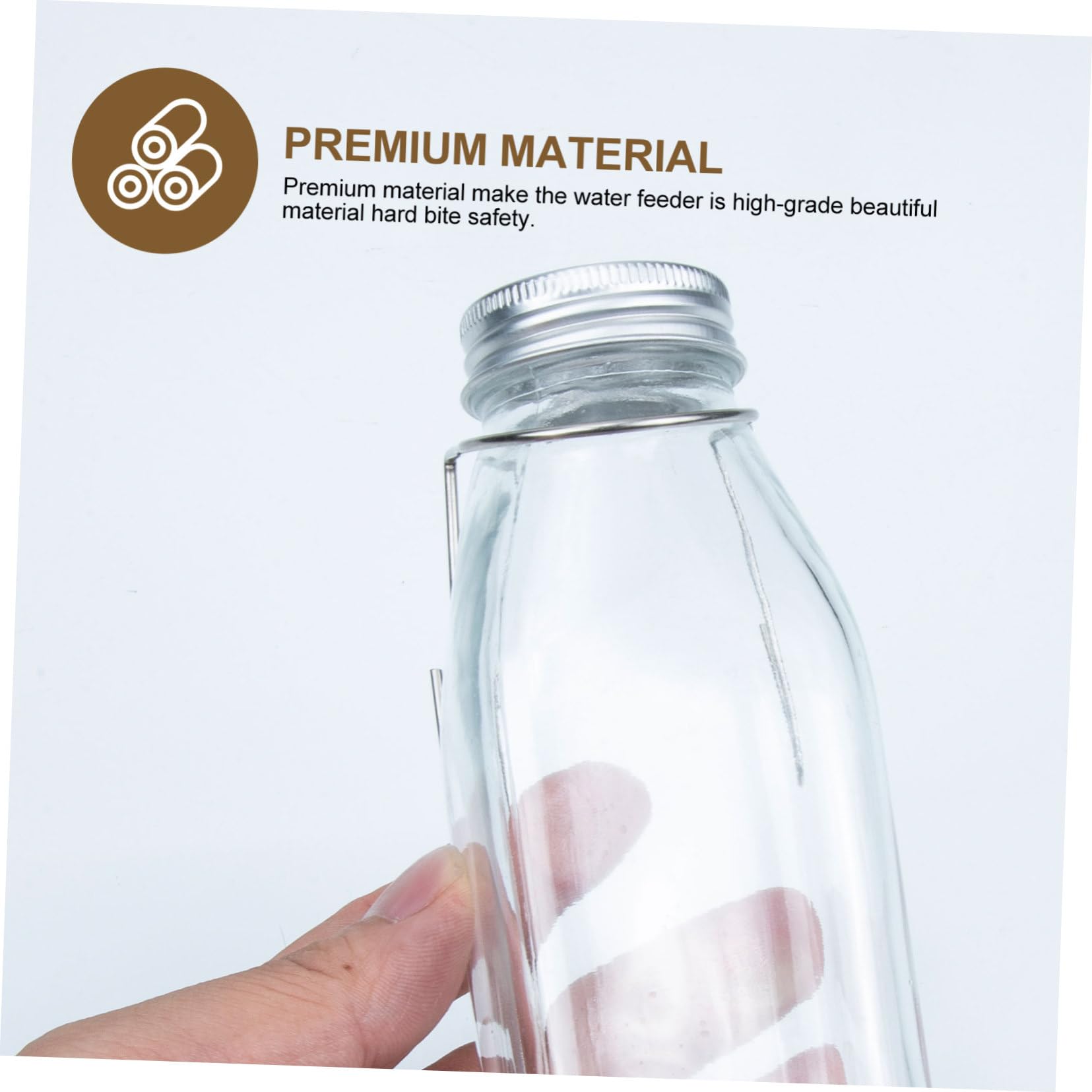 Happyyami Kaninchen Wasserflasche aus Glas und Edelstahl 350ml Hängend für Käfigkaninchen Leise Trinklösung für Täglichen Gebrauch