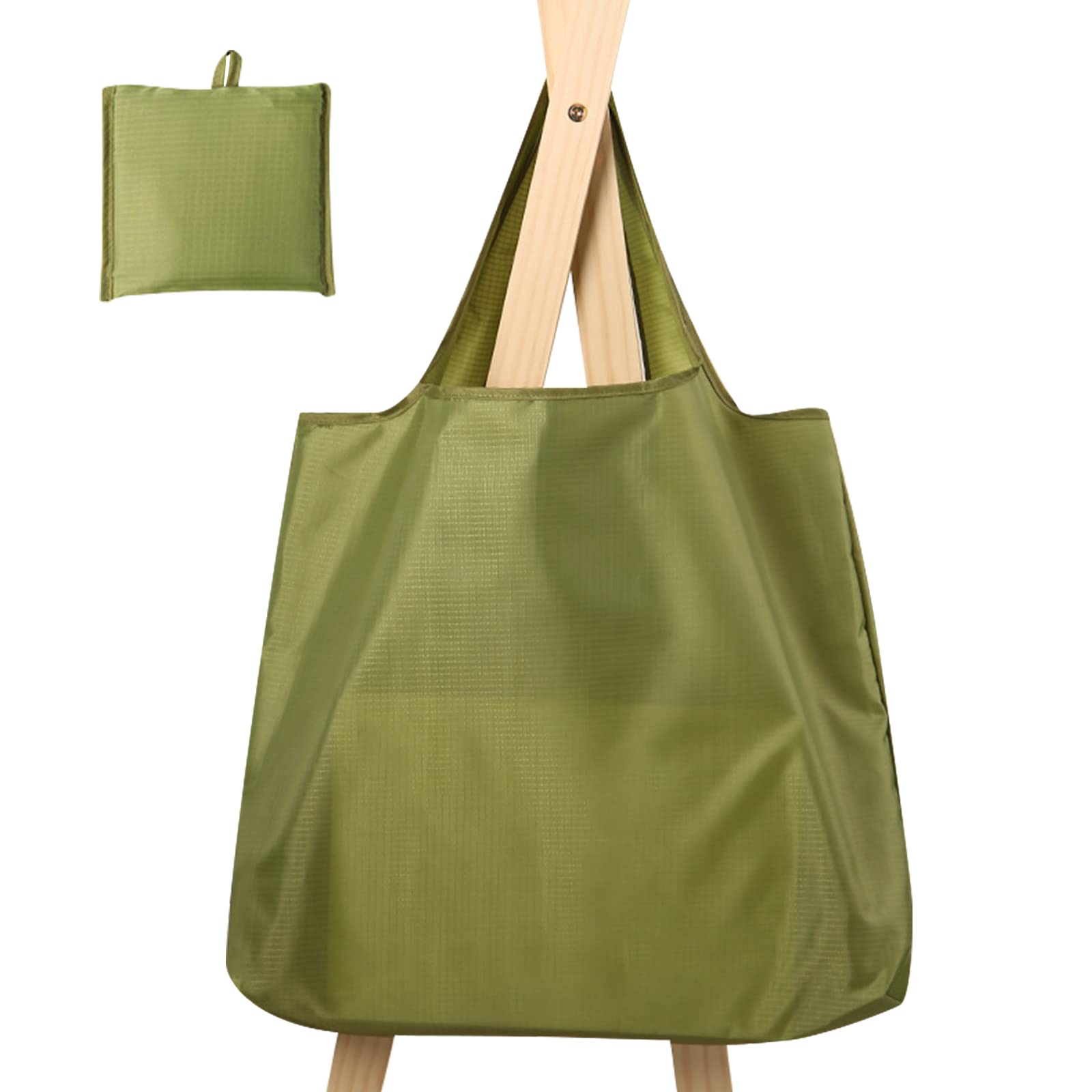 Autrucker Reusable Shopping Bag Foldable Shopping Bag Eco Waterproof Shopping Tote Bag Washable Grocery Bags for Shopping, Storage, Travel (Green)