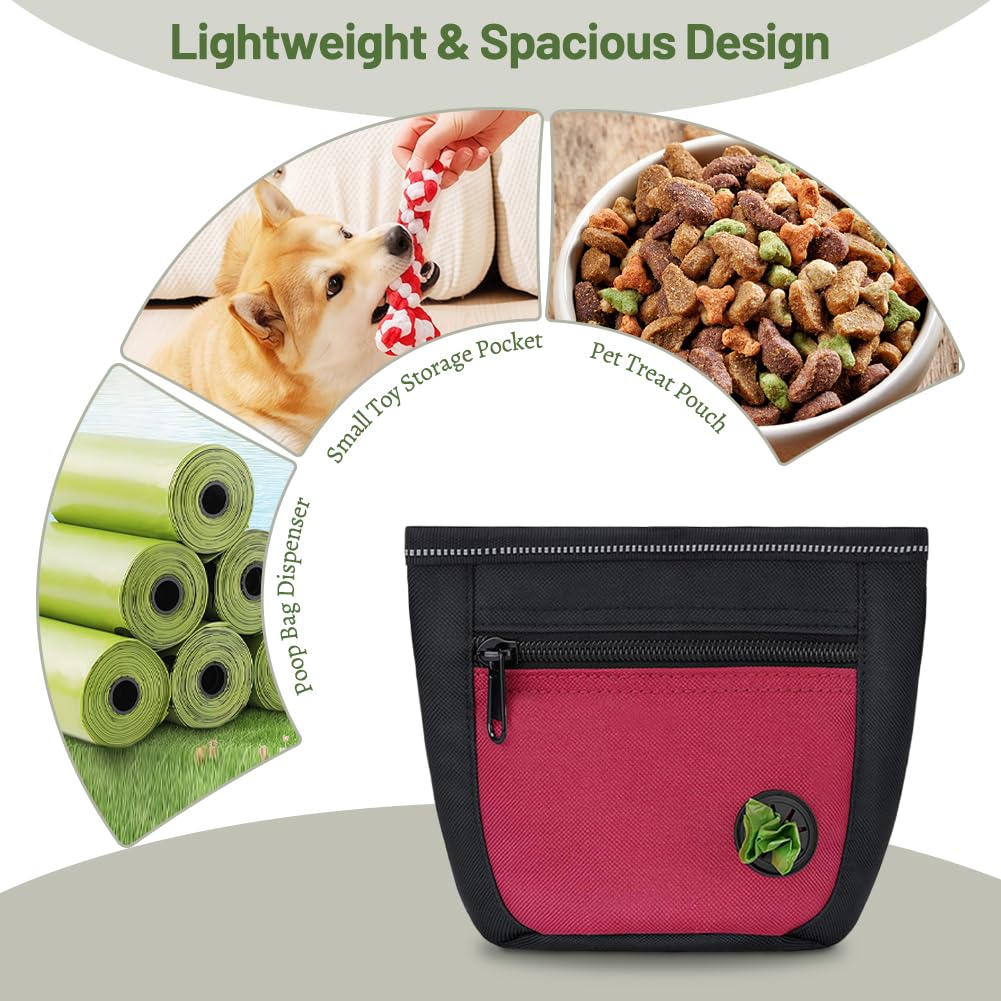 Porta Premietti per Cani, Sacca per Cani, per Addestramento del Cane, Porta Accessori per Animali con Clicker e Dispenser per Sacchetti, con Cintura Regolabile (Rosso)