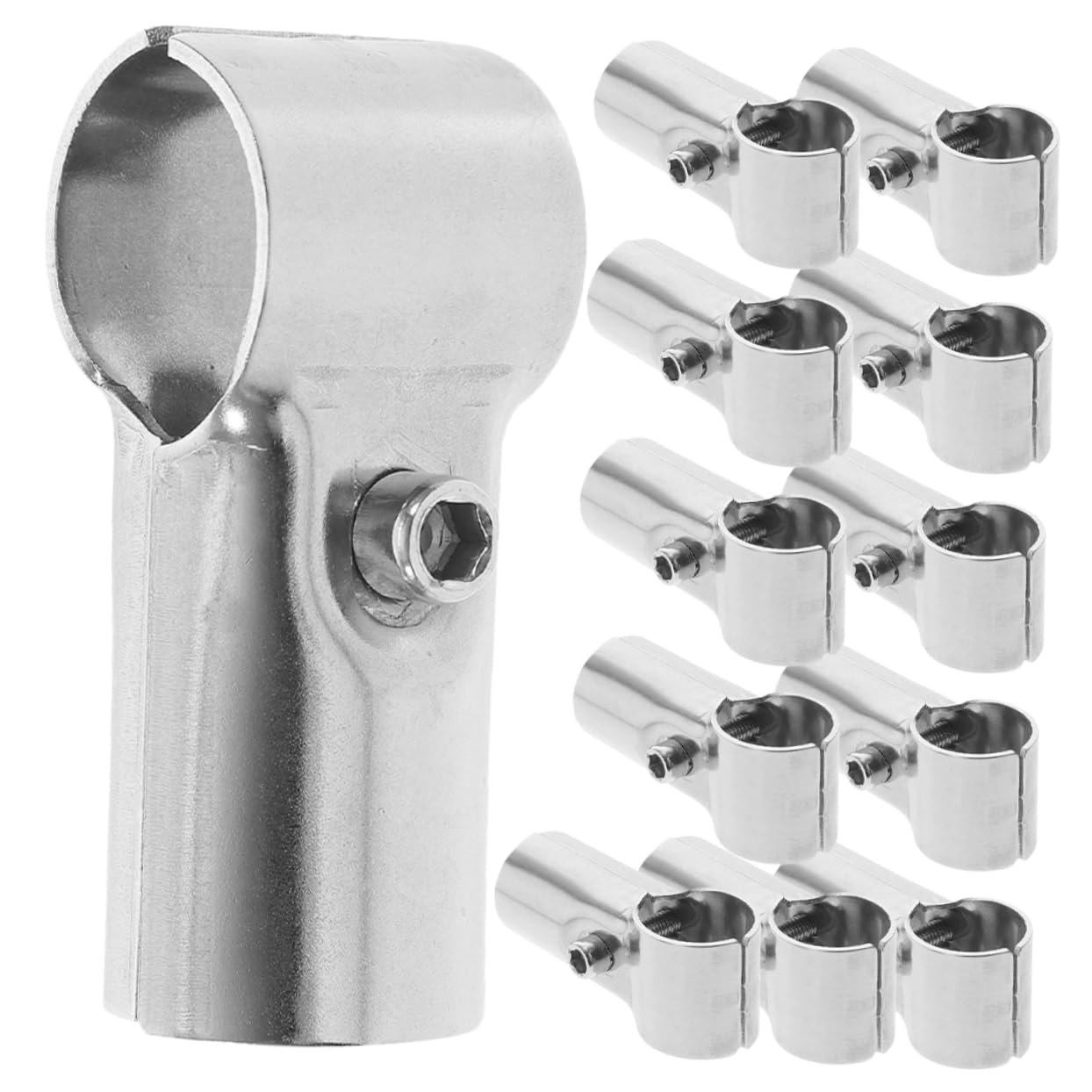 Collier Tube en Acier Inoxydable en T, 12 Pièces, Argenté